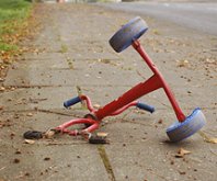 child's bicycle battered